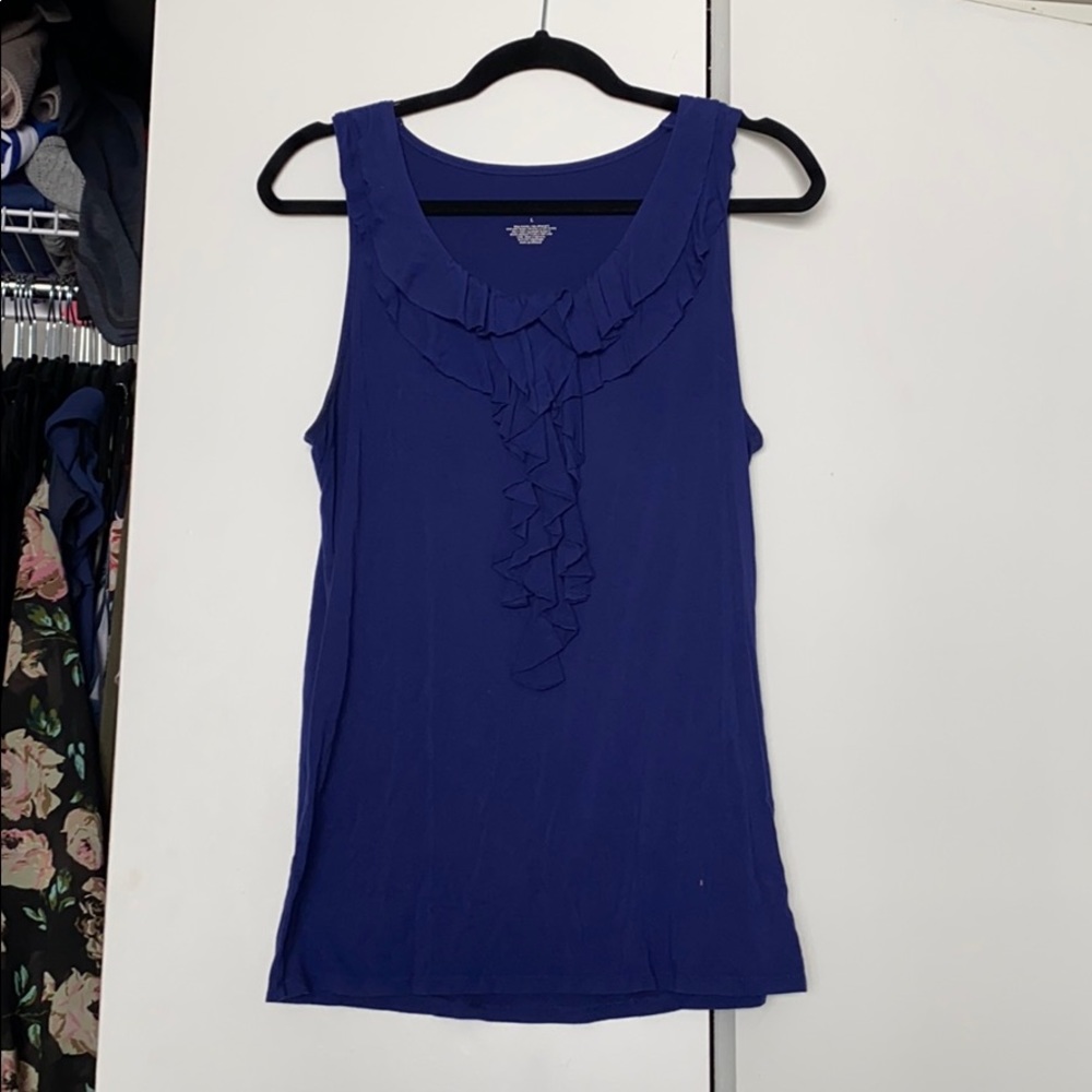 Blue tank top with ruffle